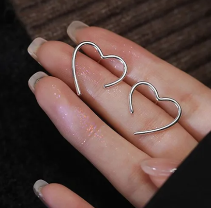 Minimalist Silver Heart Studs