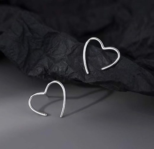 Minimalist Silver Heart Studs