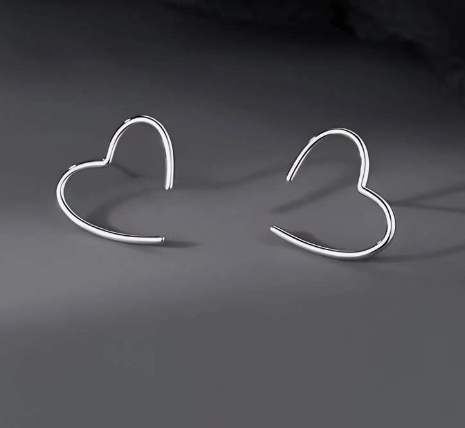 Minimalist Silver Heart Studs