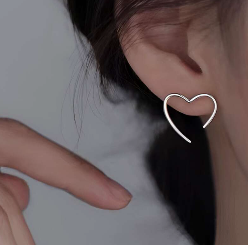 Minimalist Silver Heart Studs