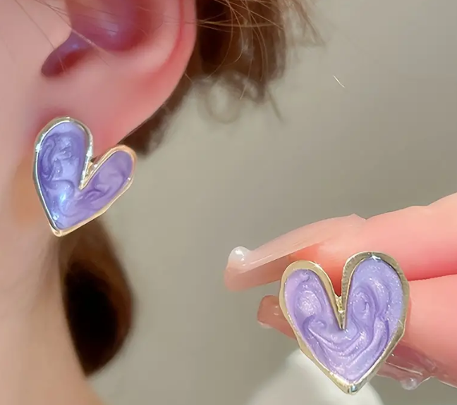 Larissa Love Heart Stud- Purple