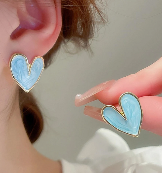 Larissa Love Heart Stud- Blue