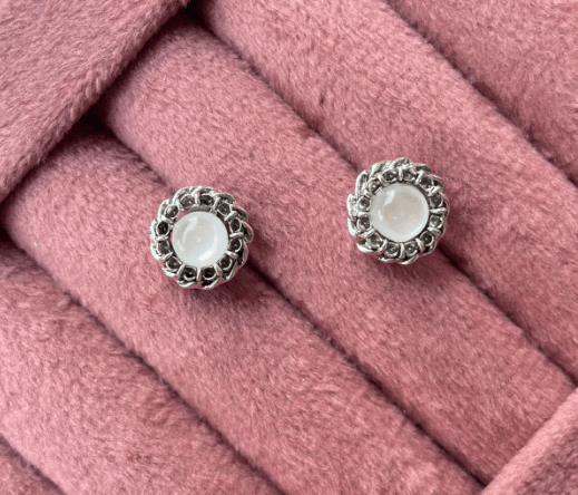 Mini Oxidised Silver Studs (Pack of 6) - SubhagAlankar