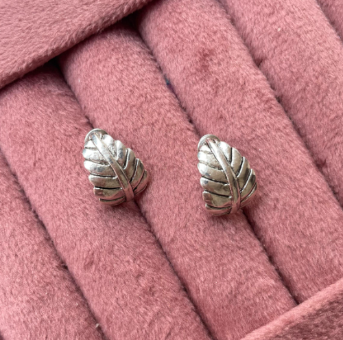 Mini Boho Leaf Stud - Silver