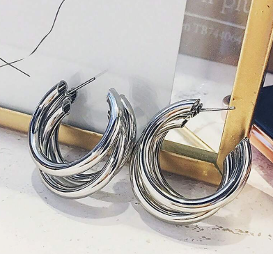 Triple Layer Hoop - Silver