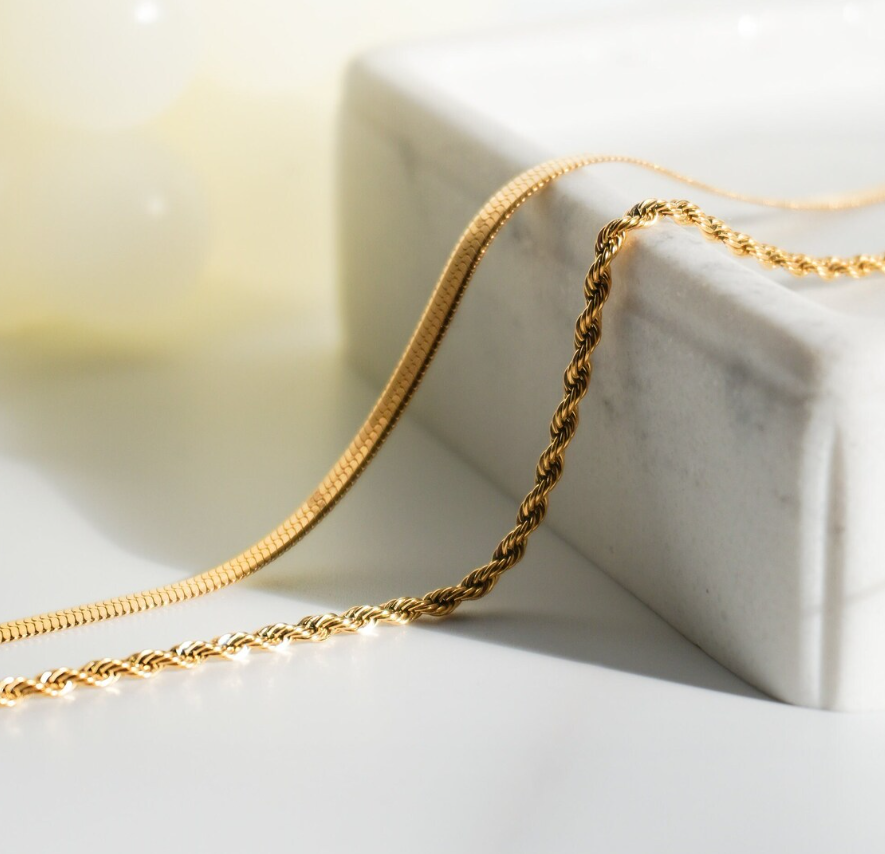 Stack it Up- 14k Gold Plated Double Layer Necklace