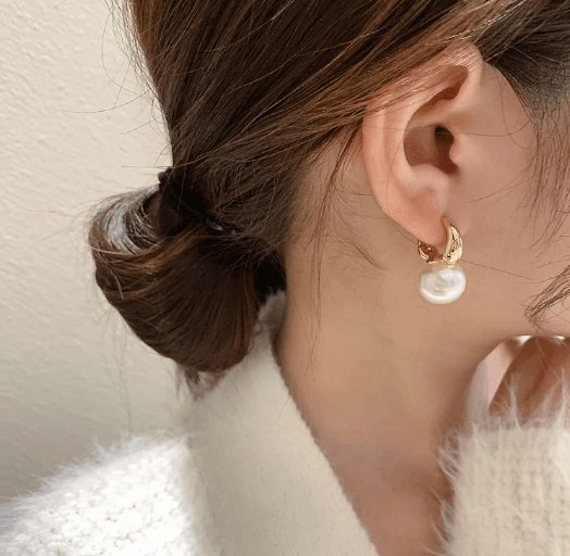 Dainty Gold Pearl Dangle Earrings - SubhagAlankar