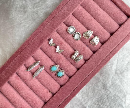 Mini Oxidised Silver Studs (Pack of 6)