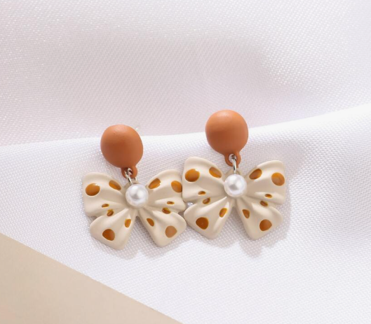 Cute Polka Dot Bow Knot Stud Earrings