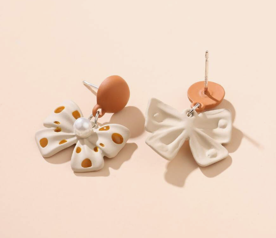 Cute Polka Dot Bow Knot Stud Earrings