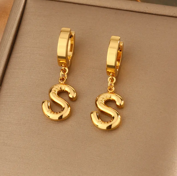 Initial Earrings - 18K Gold Plated