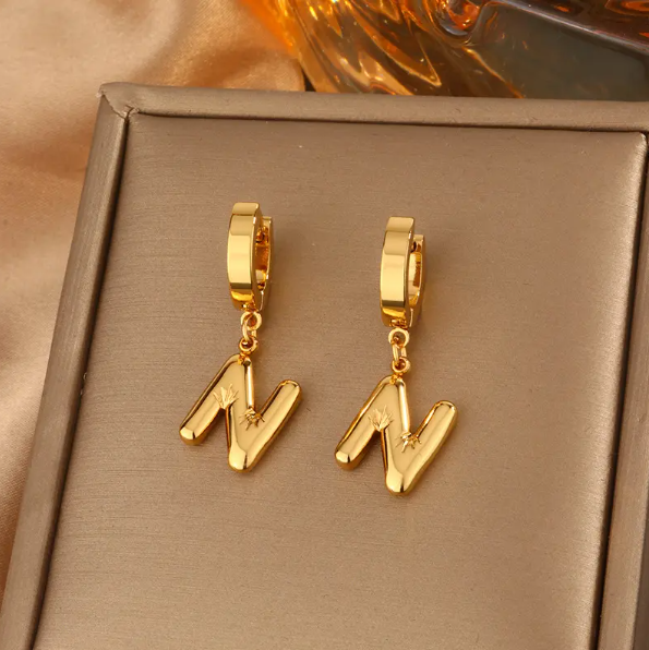 Initial Earrings - 18K Gold Plated