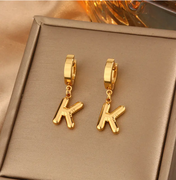 Initial Earrings - 18K Gold Plated