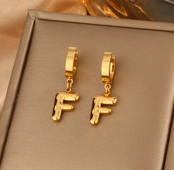 Initial Earrings - 18K Gold Plated