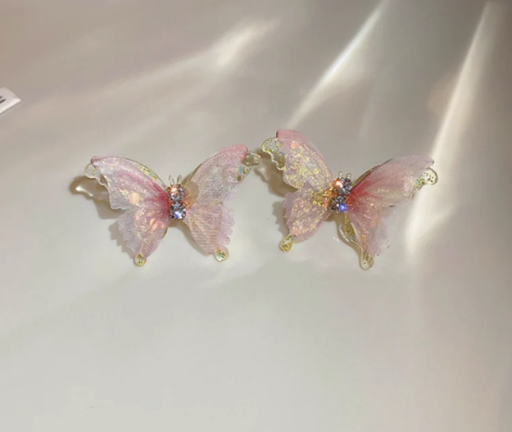 Aurora Pink Butterfly Stud