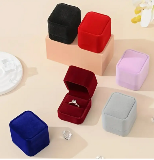 Pretty Velvet Ring Box for Gift Packaging (Random Color) (only box)