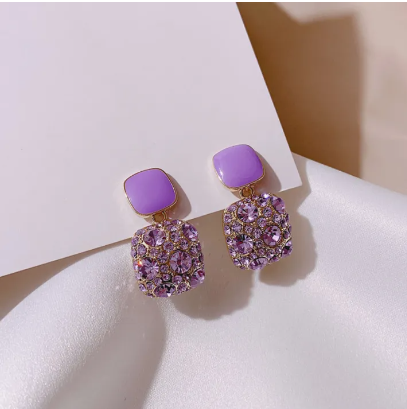 Elegant Purple Stone Drop Earring