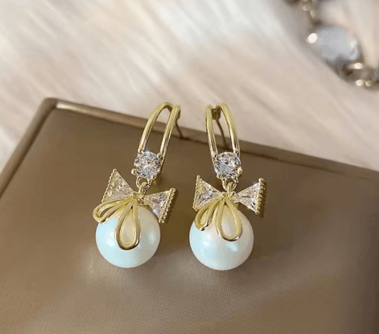 Luxe Bow Pearl Drops - SubhagAlankar