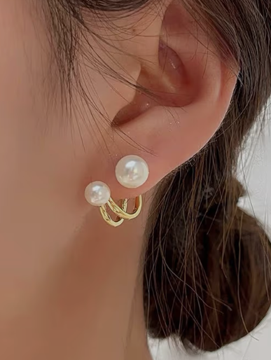 Dainty Double Pearl Stud