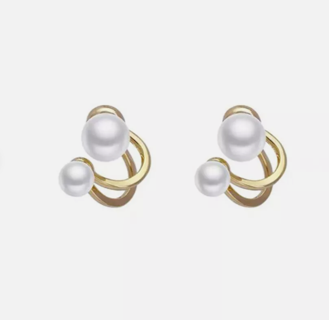 Dainty Double Pearl Stud