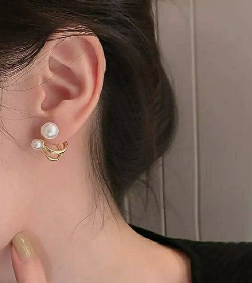 Dainty Double Pearl Stud