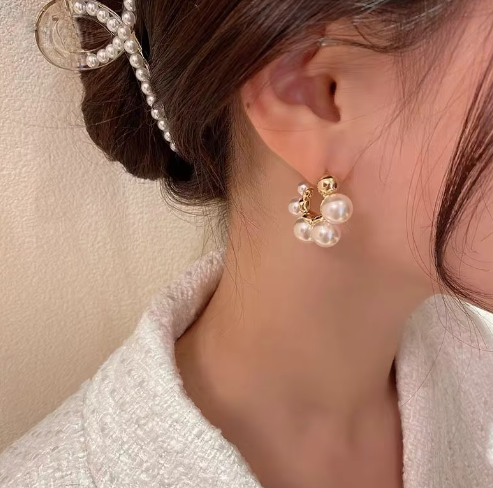 Elegant Pearl C-Hoop Earrings