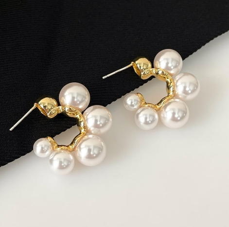 Elegant Pearl C-Hoop Earrings