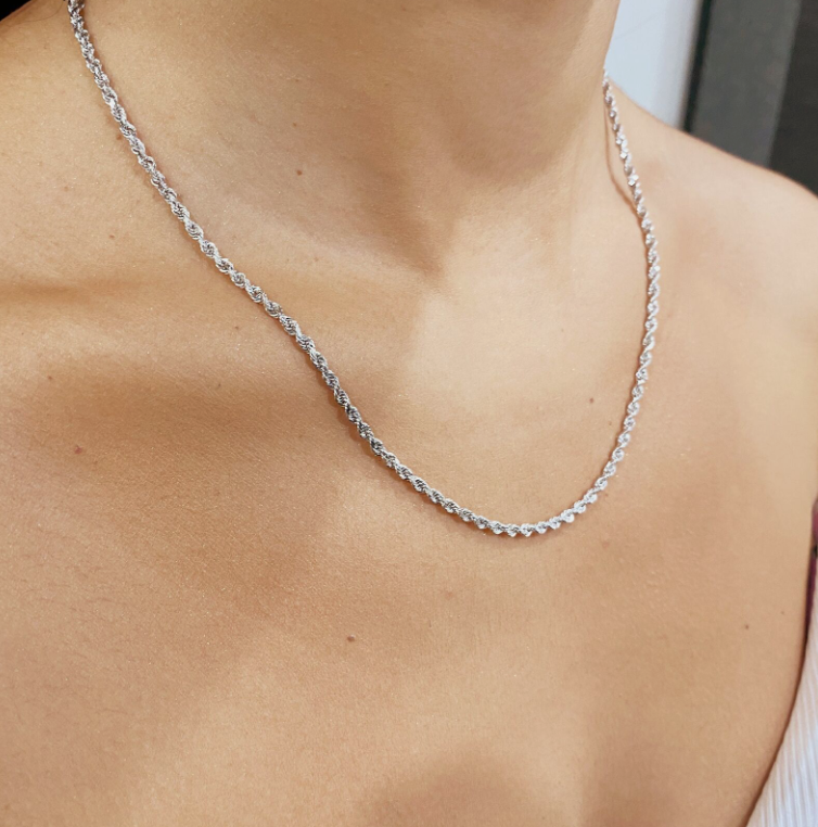 Rope Chain For Women - 18k Silver Plated