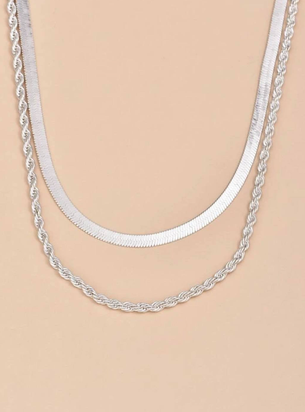 Stack it Up- 14k Silver Plated Double Layer Necklace