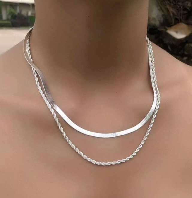 Stack it Up- 14k Silver Plated Double Layer Necklace