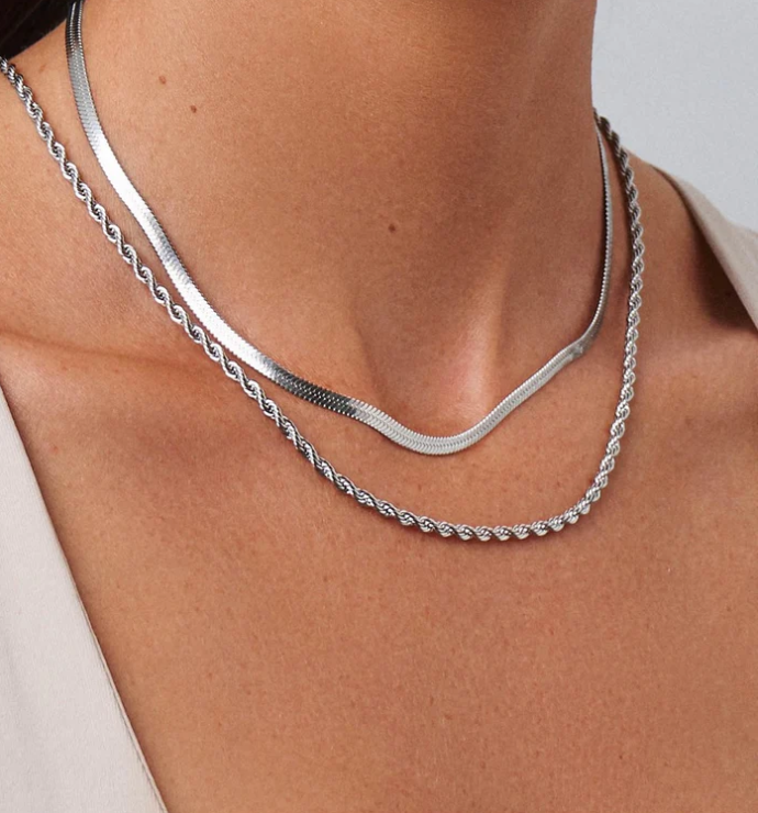 Stack it Up- 14k Silver Plated Double Layer Necklace