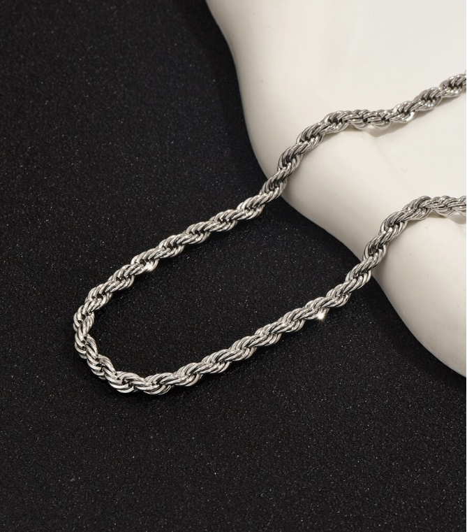 Silver Plated Rope Chain For Men