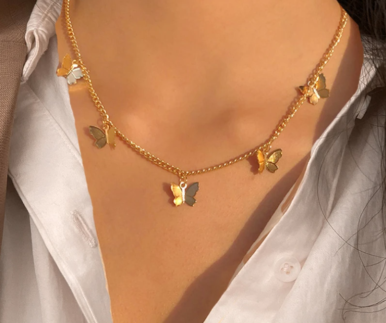 Gold-Plated Butterfly Charm Necklace