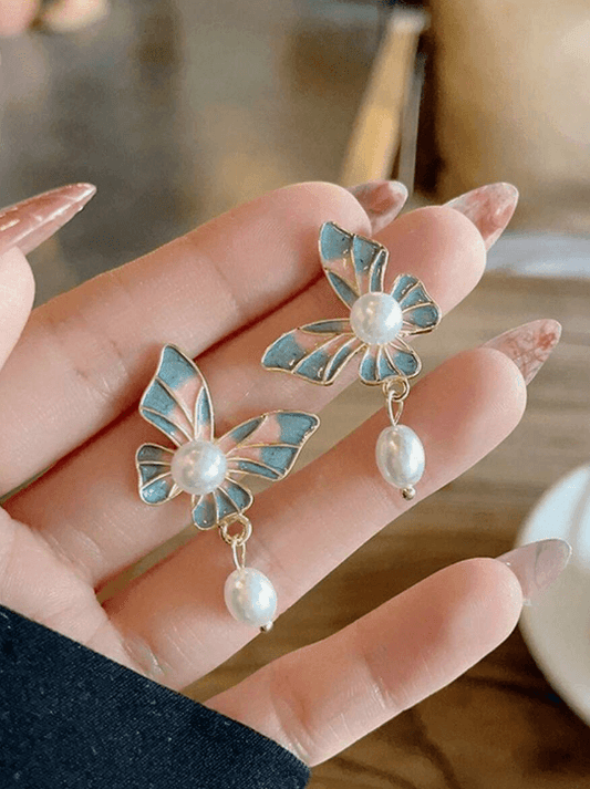 Butterfly Enamel Drop Earring - SubhagAlankar