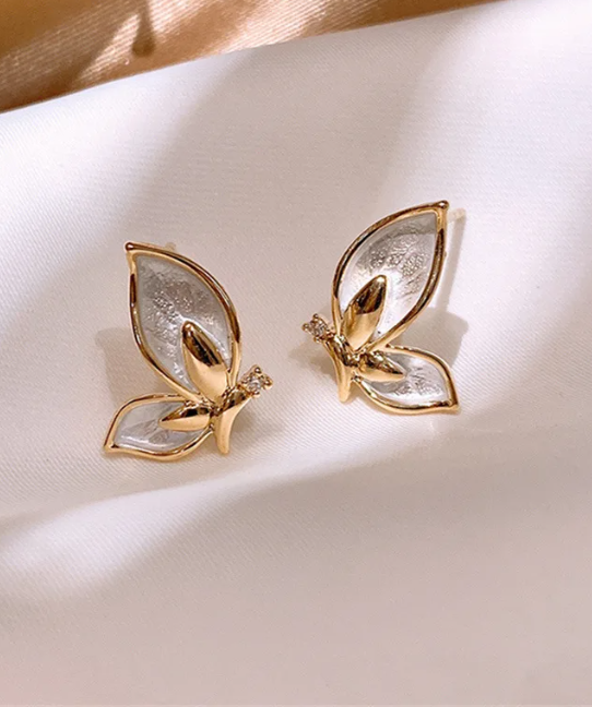 Tiny Gold-Plated Butterfly Studs