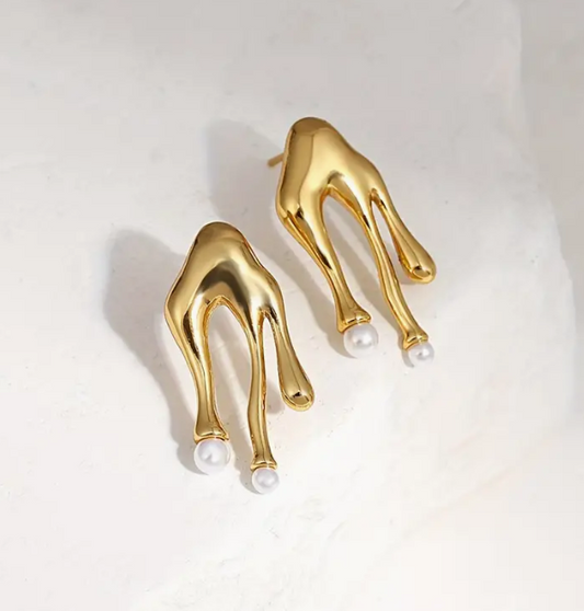 Dripped Gold Plated Earring