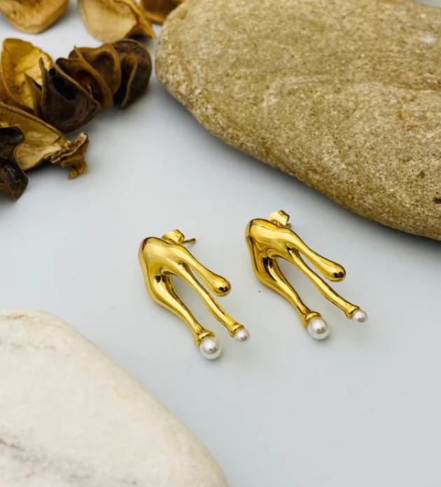 Dripped Gold Plated Earring