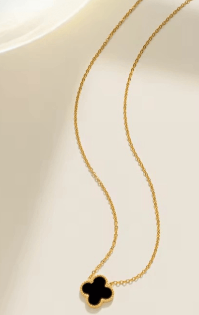 Black Clover Pendant Necklace - SubhagAlankar
