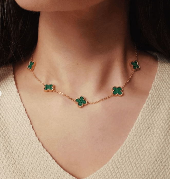 Statement Green Clover Necklace - SubhagAlankar