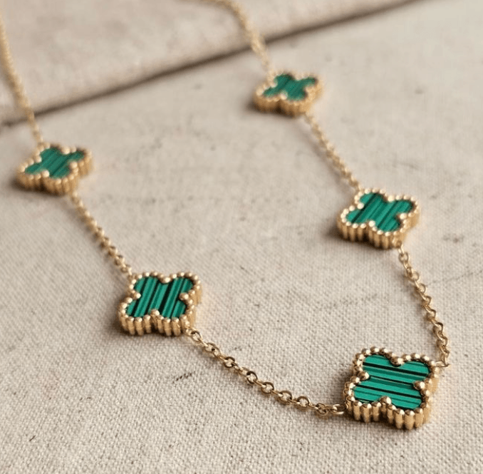 Statement Green Clover Necklace - SubhagAlankar