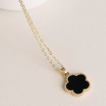 Five Leaf Black Clover Necklace