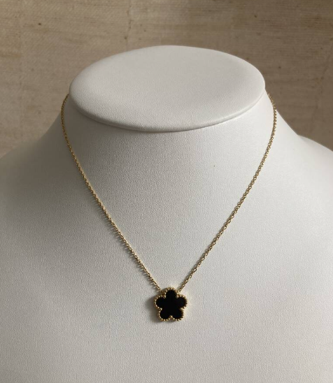 Five Leaf Black Clover Necklace