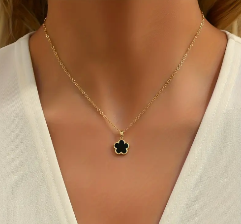 Five Leaf Black Clover Necklace