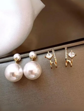 Golden Adjustable Pearl Drop Earring