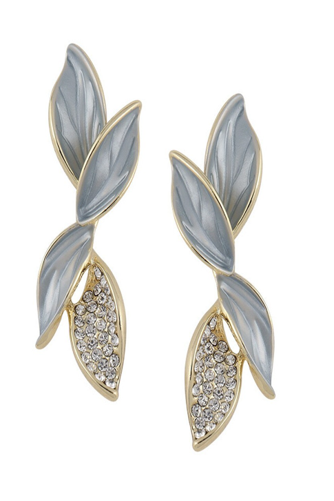 Lisa's Grey Leaf Drop Earrings