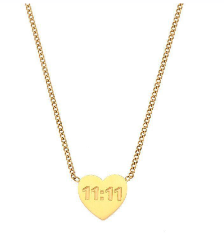 11:11 Angle Number Heart Necklace - SubhagAlankar