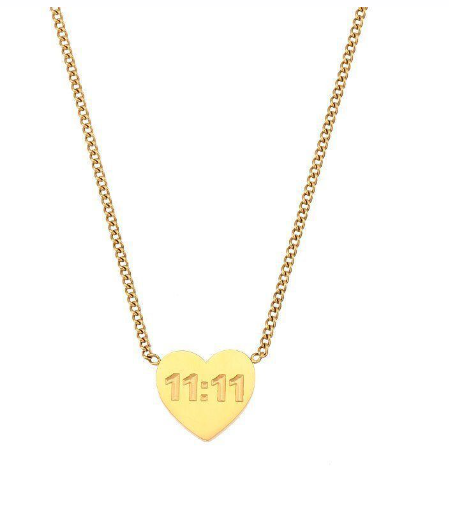 11:11 Angle Number Heart Necklace