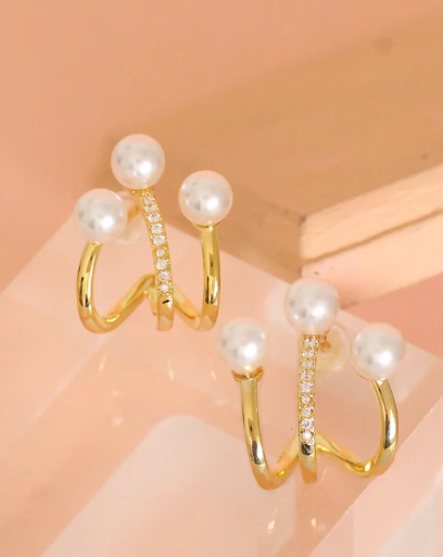 Gold Plated Pearl Ear Cuff Earring