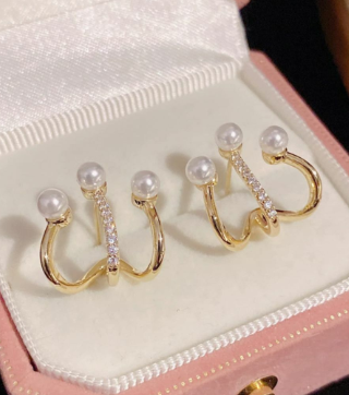 Gold Plated Pearl Ear Cuff Earring - SubhagAlankar