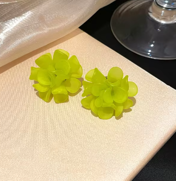 Bold Green Flower Oversized Studs